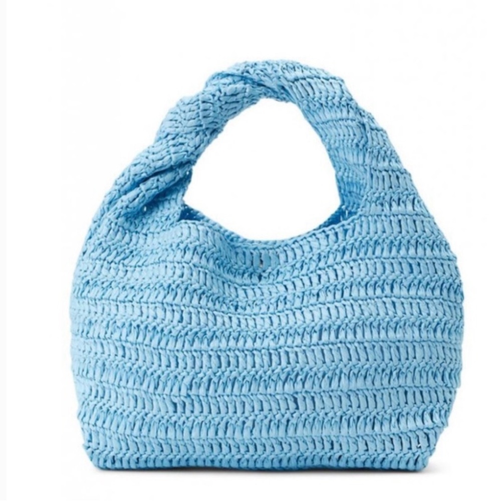 New! Alc Parker Woven Raffia Bag In Ice Water Blue Nwt $250